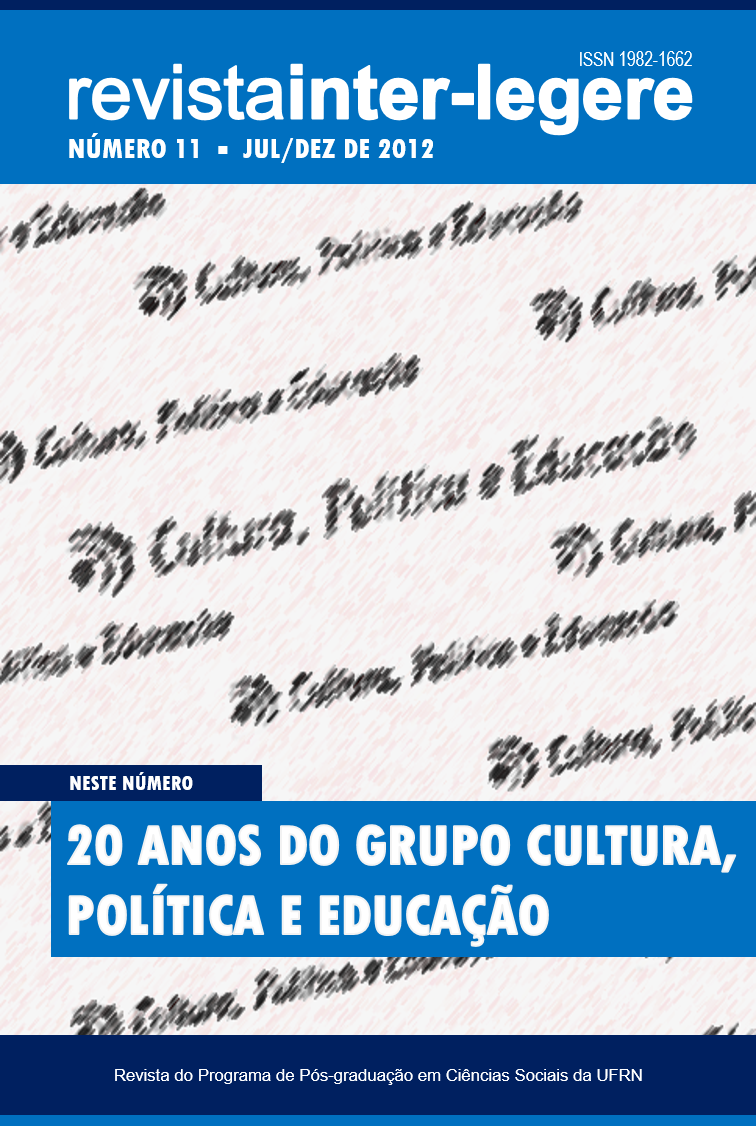 					Visualizar n. 11 (2012): 20 ANOS DO GRUPO DE PESQUISA CULTURA, POLÍTICA E EDUCAÇÃO
				